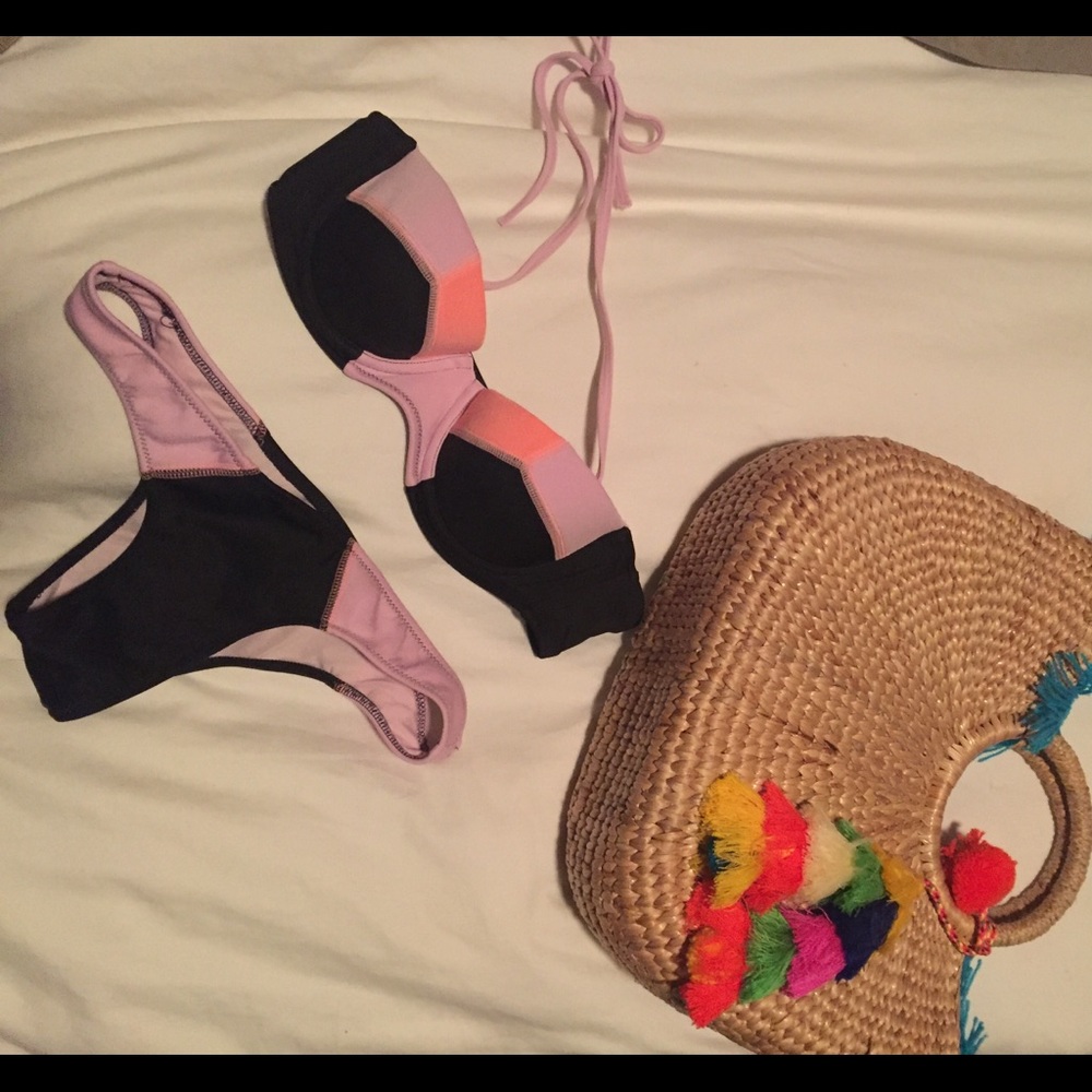Victoria's Secret Black and Pink Ombre Push-Up Bikini